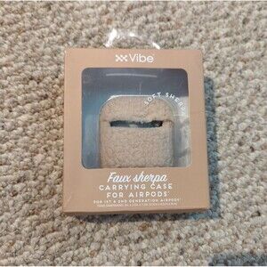 Vibe Faux Sherpa Case Beige AirPods 1st & 2nd Gen Drop Shock Dust Proof